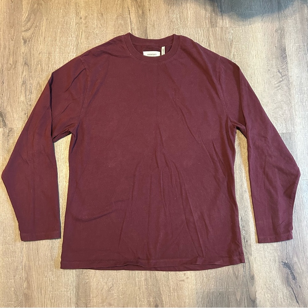 Essentials Maroon Long Sleeve Shirt S EUC